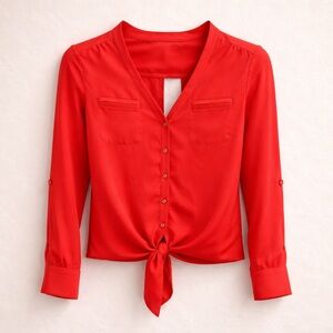 BEBE FUSHIA KNOT BLOUSE
